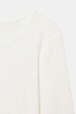 LINEN BLEND WASHED EFFECT T-SHIRT - Zara фото 7