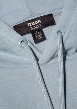 Muhur Logo Bask?l? Kapusonlu Mavi Sweatshirt  фото 6