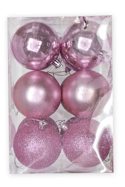Набор новогодних шаров 8 см (12 шт) SF-7334, светло-розовый №14 - Больше подарков фото 2