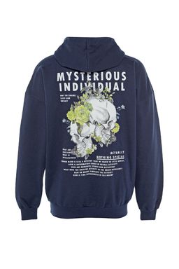 TRENDYOL MAN Lacivert Oversize/Genis Kesim Kapusonlu Bask?l? Ici Polar/S?cak Tutan Sweatshirt TMNAW23SW00020 - Trendyolmilla фото 6