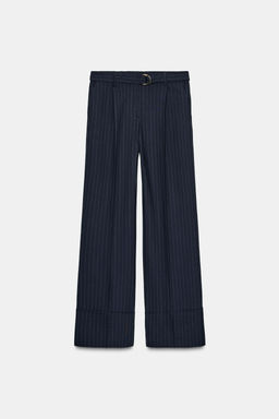 PINSTRIPED TROUSERS WITH BELT - Zara фото 6