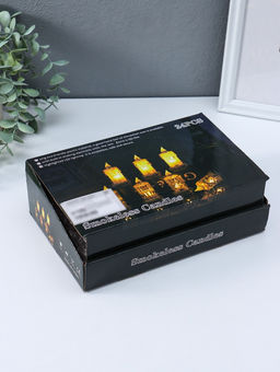 Цена за 4 шт. Светодиодная свеча LED - ночник RISALUX «С подтёками, грани», 3×LR41, прозрачный, 3.5×3.5×7 см