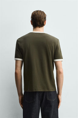 CAMISETA RIB CONTRASTE B?SICA / Verde - Zara фото 3
