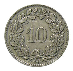 Монета 10 раппенов 1931 года Швейцария
