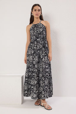 Cok Renkli Kusakl? Boyundan Baglamal? Halter Yaka Boho Maxi Dokuma Elbise TWOSS24EL00872