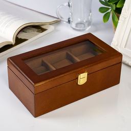 Шкатулка дерево 2 отделения под часы и бижутерию Стиль коричневая 10,5х7х19,2 см