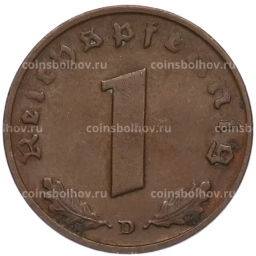 Монета 1 рейхспфенниг 1939 года D Германия