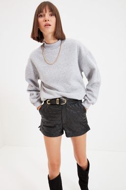 TRENDYOLMILLA Bordo Kal?n Ici Polarl? Yar?m Bal?kc? Yaka Relaxed/Rahat Kal?p Orme Sweatshirt TWOAW20SW0584  фото 9