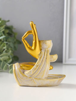 Подставка для благовоний "Мудры рук" стелющийся дым, беж с патиной 10х5,5х11,7 см