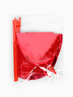 Воздушный шар фольгированный сердце с палочкой 10" "Красное" набор 5 штук