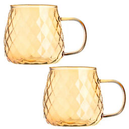 Цена за 2 шт. Кружка Кристалл, стекло 350 мл, карамель (упаковка 2 шт)