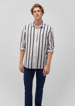 Lacivert Cizgili Gomlek - Mavi фото 2