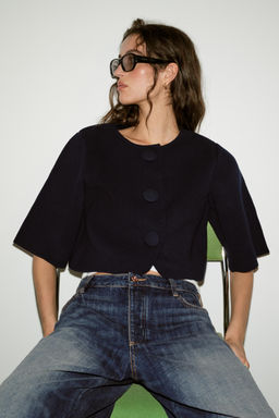 CHAQUETA CORTA PUNTO / Marino - Zara фото 5