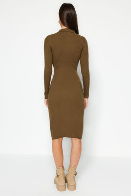 Haki Midi Triko Polo Yaka Elbise TWOAW24EL00029 - Trendyolmilla фото 6