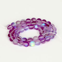 Бусины из натурального камня «Кошачий глаз», набор 46 шт., размер 1 шт. — 8 мм, фиолетовый