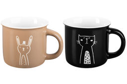 Набор 2 кружек 400 мл 12,5*9,5*8,8 см "Кот и Заяц" фарфор NEW BONE CHINA
