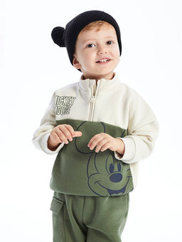 Dik Yaka Uzun Kollu Mickey Mouse Bask?l? Erkek Bebek Sweatshirt ve E?ofman Alt 2li Tak?m - Waikiki фото 3