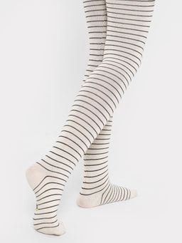 Цена за 3 пары! Колготки детские кремовые с рисунком в виде узких поперечных полосок - Mark formelle фото 4