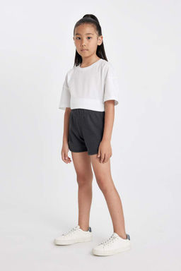 Вафельные шорты для девочек - Defacto фото 3