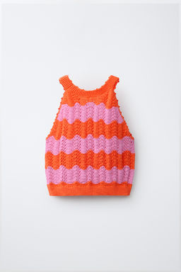 TOP PUNTO CROCHET RAYAS / Naranja fl?or - Zara фото 5