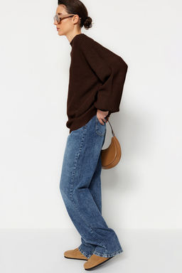 Kahverengi Genis Kal?p Basic Triko Kazak TWOAW23KZ01448