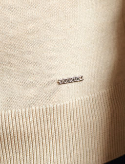 Джемпер Vilatte из хлопка с нейлоном бежевый меланж  фото 2