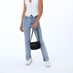 Сумка женская кросс-боди на молнии, 20×8.5×15 см, синяя