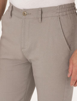 Ta_ Regular Fit Beli Lastikli Kanvas Pantolon