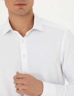 Beyaz Slim Fit Uzun Kollu G_mlek - Pierre cardin фото 7