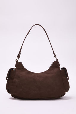 Kahverengi Suet Cep Detayl? Kad?n Omuz Cantas? TAKAW26OC00057