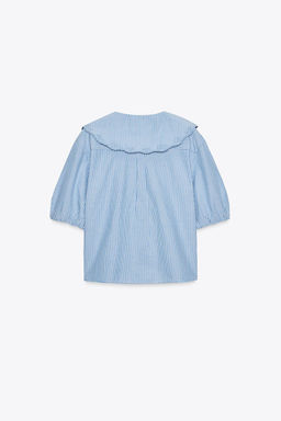 STRIPED EMBROIDERED PETER PAN COLLAR SHIRT - Zara фото 7