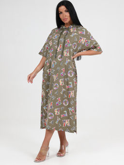 ПЛ-5111 ПЛАТЬЕ ЖЕНСКОЕ (Буквы на хаки) - А-дина фото 2