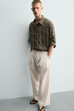 CAMISA FLUIDA CUADROS / Khaki - Zara фото 6