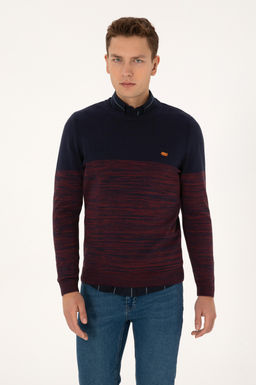 Erkek Slim Fit Bisiklet Yaka Lacivert Kazak