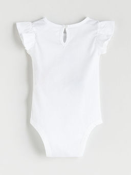 Bisiklet Yaka Stitch Bask?l? K?z Bebek ??t??tl? Bodysuit
