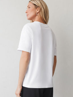 Футболка с принтом свободная эластичная из премиального хлопка - Vilatte фото 3