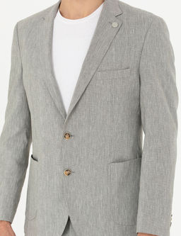 A__k Ye_il Ex. Slim Fit Keten Kar___ml_ Ceket