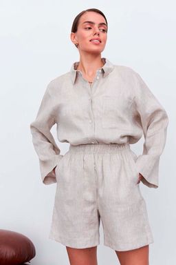 Рубашка короткая S021_LBGE/Светло-бежевый