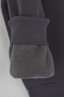 Antrasit Animal Nak?sl? Regular/Normal Kal?p Kal?n Ici Polarl? Orme Sweatshirt TWOAW24SW00196