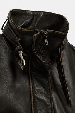 DISTRESSED 100% LEATHER JACKET - Zara фото 11