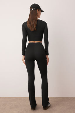 Siyah Flare/Ispanyol Paca Yoga Orme Spor Tayt THMAW26TY00011 - Trendyolmilla фото 5