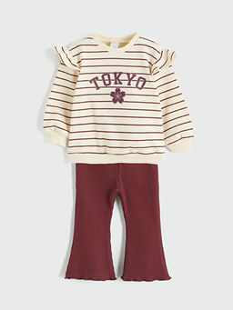 Tokyo Bask?l? K?z Bebek Sweatshirt ve Tayt Tak?m