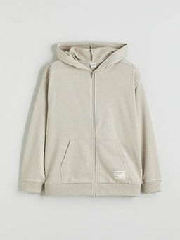 Kap??onlu Erkek ?ocuk Fermuarl? Sweatshirt