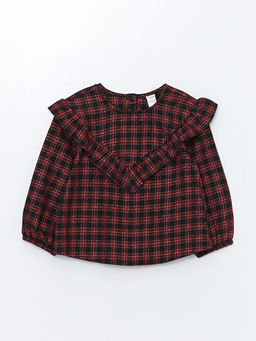 Uzun Kollu K?z Bebek Ekose G?mlek