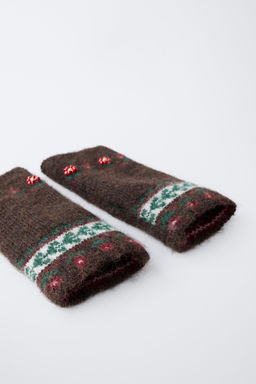 KNITTED MITTEN GLOVES WITH FLOWERS AND BEADS - Zara фото 3