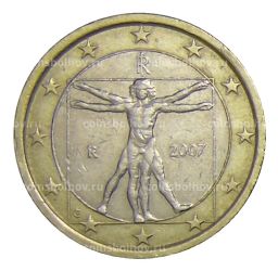 Монета 1 евро 2007 года Италия