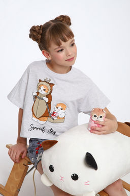 Пижама для девочки ПД-019-073 Кот Новый год