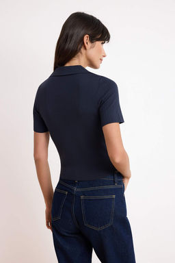 Lacivert-Ekru Ikili Paket Cizgili Basic Bluz TWOSS26BZ00284