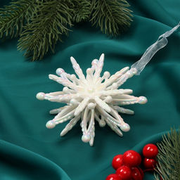 Цена за 2 шт. Ёлочная игрушка Зимнее волшебство. Звезда объёмная, 1010 см, белый перелив фото 2