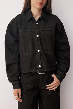 Siyah Cep Detayl? Gomlek Yaka Regular Denim Ceket TWOAW26CE00025 - Trendyolmilla фото 3